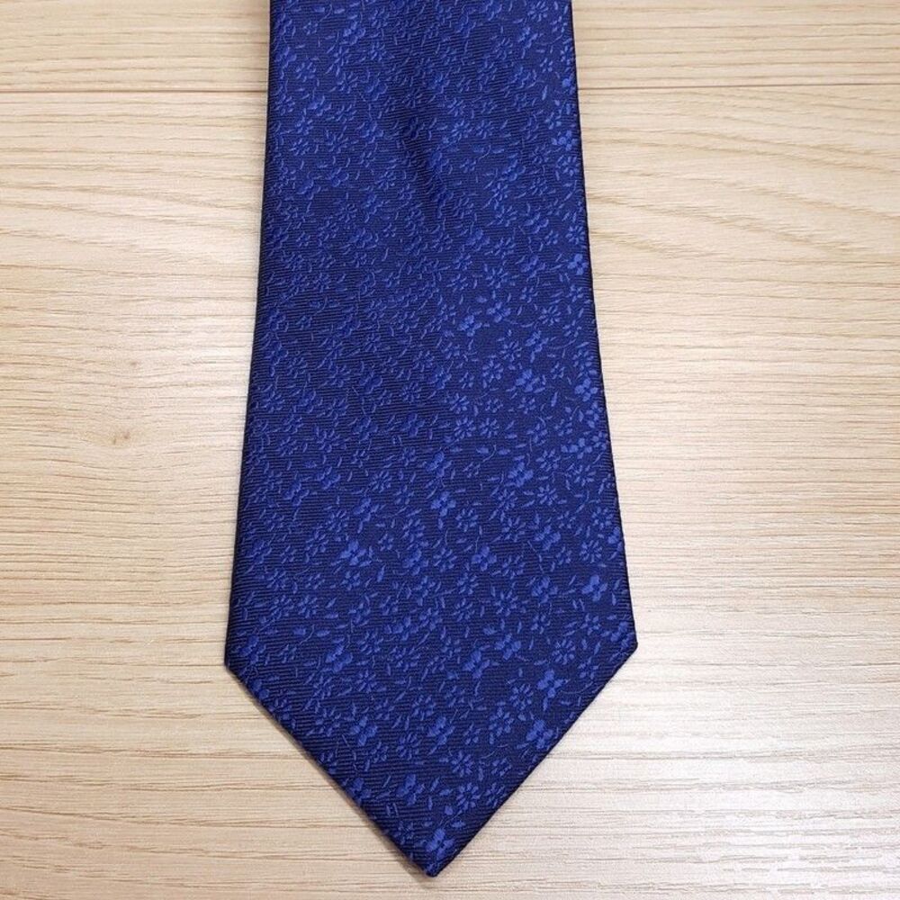 TOMMY HILFIGER Mens Neck Tie Navy Blue Floral Baroque Silk Blend Necktie